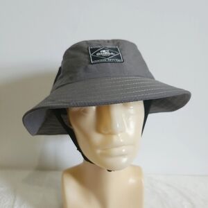 O'Neill Gray Black Water Surfer Chin Strap Pocket Bucket Hat Large 58cm